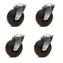 Lot de 4 roulettes à oeil pivotantes caoutchouc noir 200 mm - 615 Kg