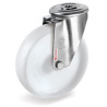 Roulette à oeil INOX pivotante diamètre 125 mm roue polyamide blanc - 200 Kg