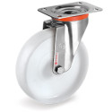 Roulette INOX pivotante diamètre 125 mm roue polyamide blanc - 300 Kg