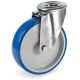 Roulette à oeil INOX pivotante diamètre 100 mm roue polyuréthane BLEU-SOFT® - 120 Kg