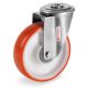 Roulette à oeil INOX pivotante diamètre 125 mm roue polyuréthane rouge roulement à billes - 220 Kg