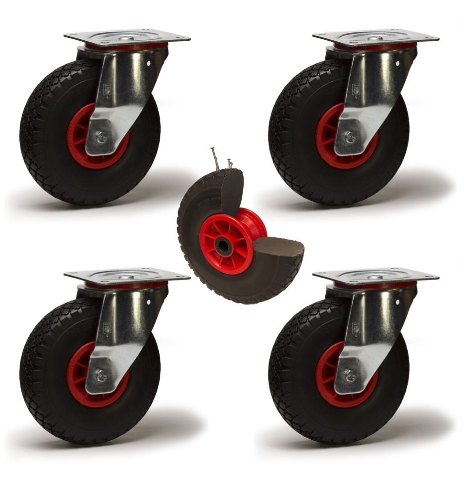 Lot de 4 roues pivotantes robustes en caoutchouc - Roues Movinger