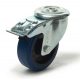 Roulette pivotante à frein diamètre 100 fixation à trou central, caoutchouc bleu à rouleaux, charge 180 Kg