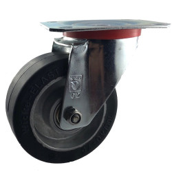 Roulette pivotante diamètre 60 mm caoutchouc EASYROLL® NOIR roulement à billes - 100 Kg