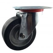 Roulette pivotante diamètre 80 mm caoutchouc EASYROLL® NOIR roulement à billes - 100 Kg