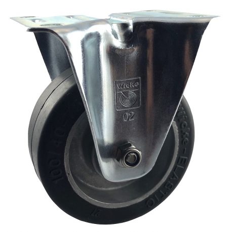 Roulette fixe diamètre 100 mm caoutchouc EASYROLL® NOIR roulement à billes - 180 Kg