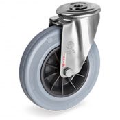 Roulette à oeil INOX pivotante diamètre 50 mm roue caoutchouc gris - 50 Kg