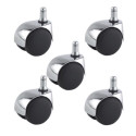 Lot de 5 Roulettes pivotantes JUMELÉE pour FAUTEUIL CHROMÉE diamètre 50 mm à tige lisse 11x22 mm