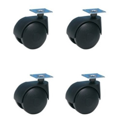 Lot de 4 roulettes pivotantes jumelées noir 50 mm - 120 Kg