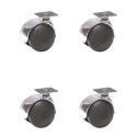 Lot de 4 Roulettes JUMELÉE pivotantes Ø 50 mm CHROMÉE à platine 38x38 mm