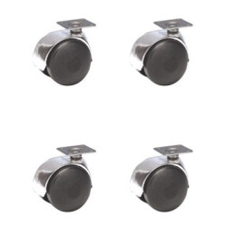 Lot de 4 roulettes pivotantes jumelées chromée 50 mm - 120 Kg