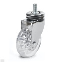 Roulette DESIGN pivotante Ø 50 mm TRANSPARENTE BOMBÉ non marquant à tige filetée M8x15