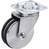 Roulette design pivotante diamètre 75 roue aluminium nickelé bandage non marquant noir