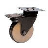 Roulette design pivotante frein noir diamètre 75 roue bois  bandage non marquant noir