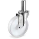 Roulette pivotante diamètre 100 mm polyamide blanc tige lisse 22 x 47 mm