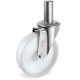 Roulette pivotante diamètre 125 mm polyamide blanc tige lisse 22 x 47 mm