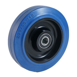 Roue caoutchouc EASYROLL® BLEU 200 x 50 alésage 20 longueur de moyeu 60 mm roulement à billes