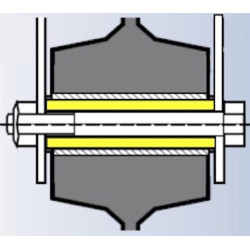 Entretoise INOX pour roue alésage 12  longueur de moyeu 40 vis de 8 mm