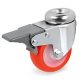 Roulette à oeil pivotante à frein diamètre 40 mm roue polyuréthane rouge - 40 Kg