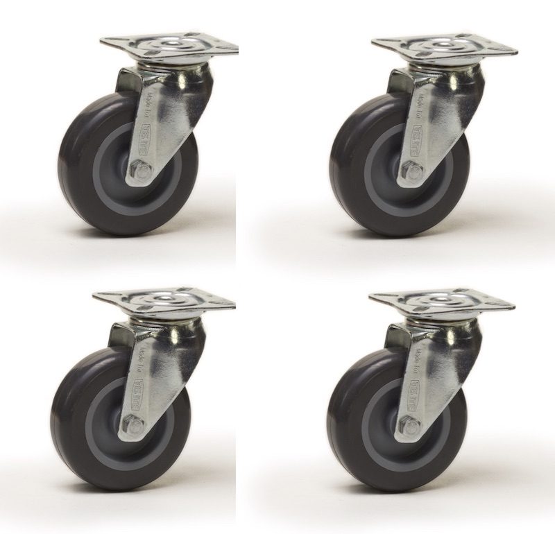 4 x roues pivotantes robustes de 75 mm roulette de meubles de chariot avec  freins - capacité de charge 100kg par wh