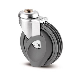 Roulette pivotante de chariot de supermarché CADDIE à oeil diamètre 125 mm avec frein pour tapis roulant escalator - 80 Kg