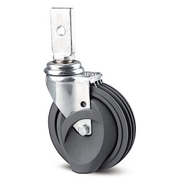 Roulette pivotante de chariot de supermarché CADDIE à patte verticale diamètre 125 mm avec frein pour tapis roulant escalator