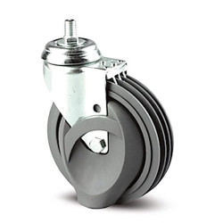 Roulette pivotante de chariot de supermarché CADDIE à tige filetée diamètre 125 mm avec frein pour tapis roulant escalator
