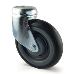 Roulette pivotante de chariot de supermarché à oeil diamètre 125 mm caoutchouc gris  - 80 Kg