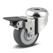Roulette à oeil pivotante à frein diamètre 50 mm caoutchouc gris roulements à billes - 50 Kg