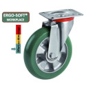 Roulette pivotante diamètre 125 mm roue polyuréthane vert ERGO-SOFT® - 220 Kg