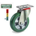 Roulette pivotante diamètre 200 mm roue polyuréthane vert ERGO-SOFT® - 700 Kg