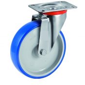 Roulette pivotante diamètre 80 mm roue polyuréthane BLEU-SOFT® - 75 Kg