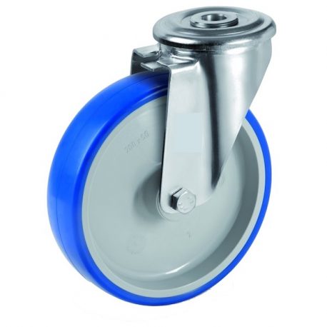 Roulette à oeil pivotante diamètre 80 mm roue polyuréthane BLEU-SOFT® - 75 Kg