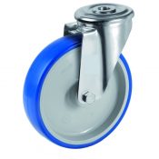Roulette à oeil pivotante diamètre 100 mm roue polyuréthane BLEU-SOFT® - 120 Kg