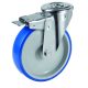 Roulette à oeil pivotante à frein diamètre 100 mm roue polyuréthane BLEU-SOFT® - 120 Kg
