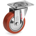 Roulette INOX pivotante Ø 100 mm CAOUTCHOUC pour FOUR DE CUISSON de - 30 à +250°C ROULEMENT