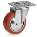 Roulette INOX pivotante diamètre 100 mm silicone rouge -30°C à +250°C