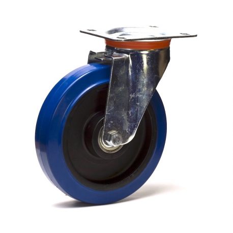 Roulette pivotante caoutchouc EASYROLL® BLEU diamètre 160 mm roulement à billes - 300 Kg