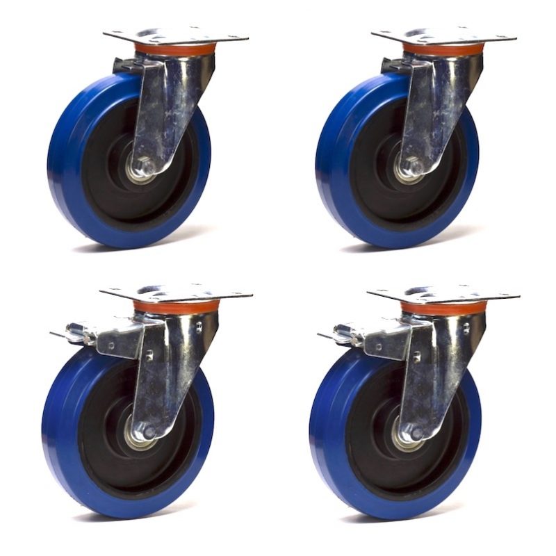 4 Roulette pivotante avec frein en caoutchouc élastique