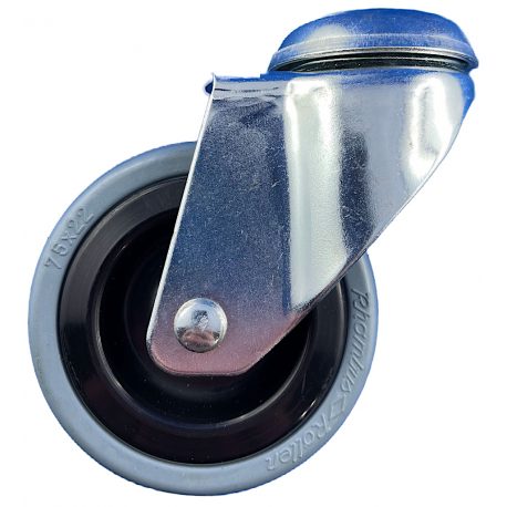 Roulette à Oeil pivotante diamètre 75 x 22 mm caoutchouc gris - 50 Kg