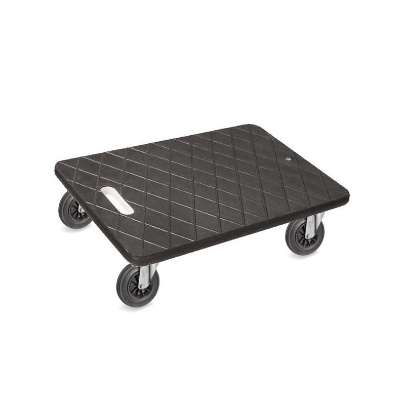 Plateau roulant de manutention 600x400 XTREME® 4x pivotantes NOIR - 200 Kg