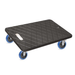 Plateau roulant de manutention 600x400 XTREME® 4x pivotantes caoutchouc super élastique EASYROLL® BLEU - 450 Kg