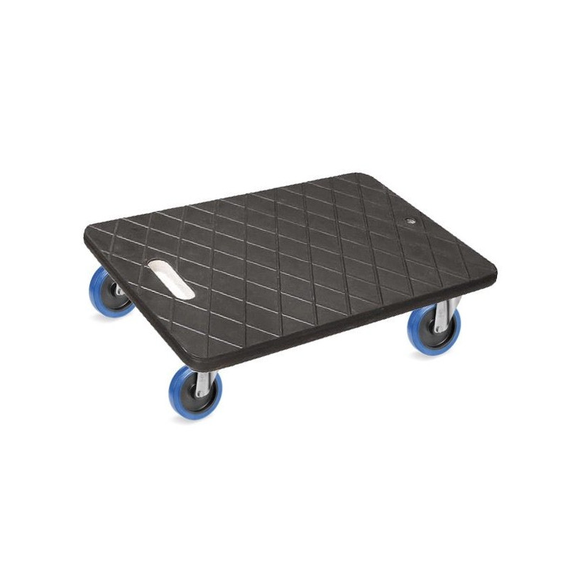 Plateau roulant de manutention 600x400 XTREME® 4x pivotantes caoutchouc super élastique EASYROLL® BLEU - 450 Kg