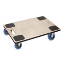 Plateau roulant de manutention 600x400 MOBILIX® 4x pivotantes caoutchouc élastique EASYROLL® BLEU - 450 Kg