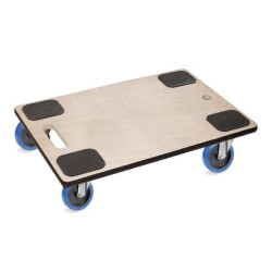 Plateau roulant de manutention 600x400 MOBILIX® 4x pivotantes caoutchouc élastique EASYROLL® BLEU - 450 Kg