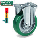 Roulette fixe diamètre 100 mm polyuréthane vert ERGO-SOFT®  - 200Kg