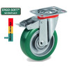 Roulette pivotante à frein diamètre 100 mm polyuréthane vert ERGO-SOFT®  - 200Kg