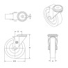 Roulette à oeil INOX pivotante diamètre 60 mm roue polyuréthane rouge - 70 Kg