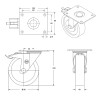 Roulette pivotante à frein diamètre 80 mm caoutchouc EASYROLL® NOIR roulement à billes - 100 Kg