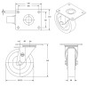 Roulette pivotante diamètre 125 mm caoutchouc EASYROLL® NOIR roulement à billes - 200 Kg GRANDE PLATINE